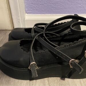Platform Mary Janes with Heart Buckles